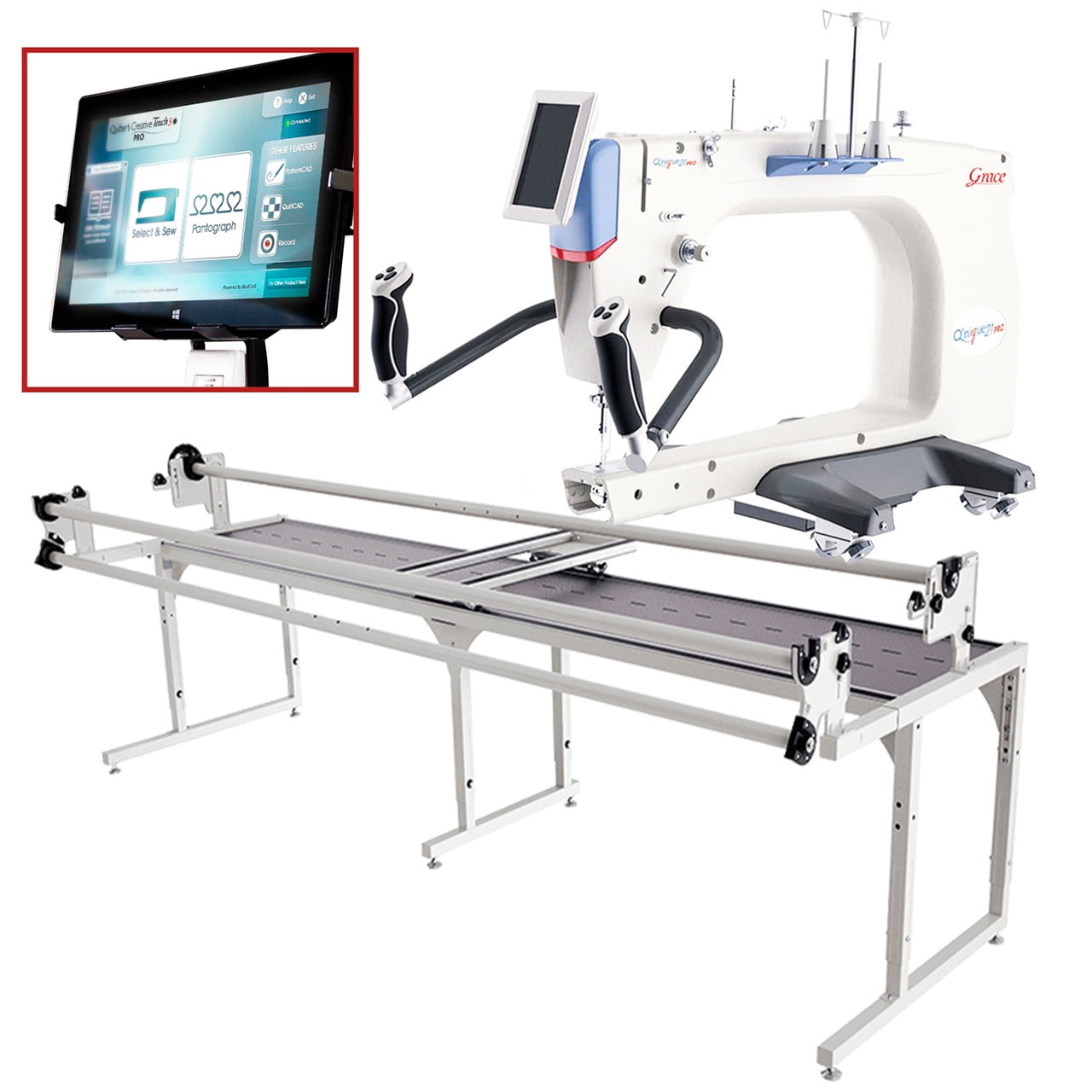Grace Q'Nique 21 Pro Quilting Machine with Continuum II 12' Frame and