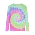 thumbnail image 4 of Jsaierl Womens Sweatshirts Cute Tie Dye Print Sweatshirts Round Neck Dressy Casual Pullover Tops Workout Long Sleeve Shirts, 4 of 5