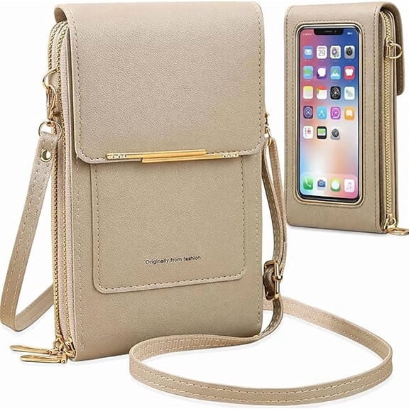 Touchscreen Cell Phone Purse, Anti-Theft Leather Phone Crossbody Bag for Women, Small Travel Wallet with RFID Blocking