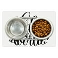 thumbnail image 1 of Hello World Pet Mat for Food and Water, Hand Written Style Fun Typography Simplistic Monochrome Print, Non-Slip Rubber Mat for Dogs and Cats, 18" X 12", by Ambesonne, 1 of 2