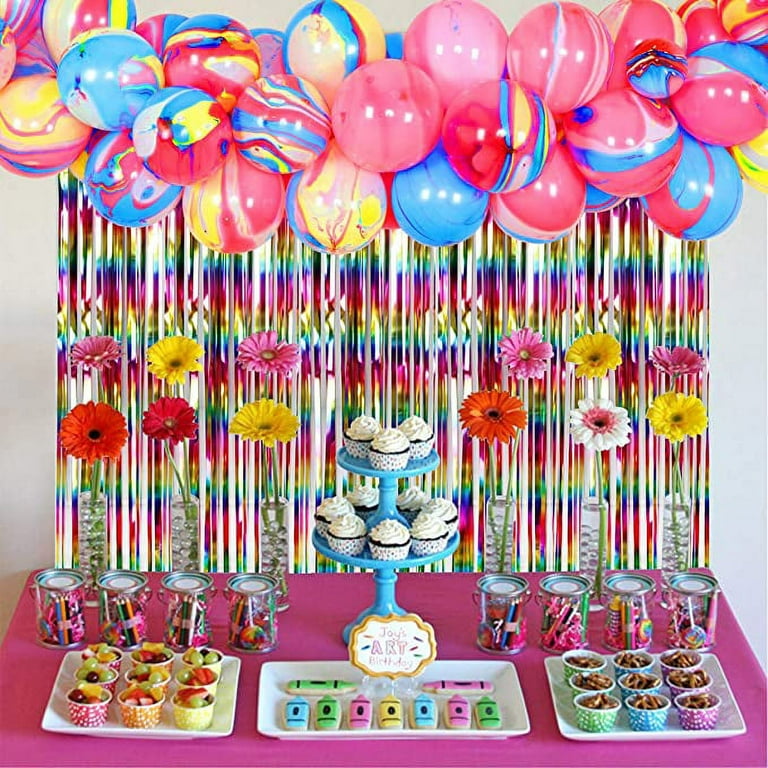 Girl's Birthday Party Supply Sky Rainbow Themed Cartoon Printed Party Decor  