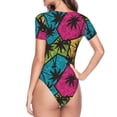 thumbnail image 4 of The Xecao Hawaii Palms Women's Crew Neck Body Suit, a short-sleeved bodysuit and basic swimsuit, both comfort and style for dating and daily life, 4 of 9