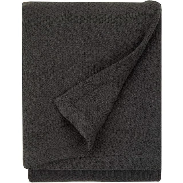 Cotton Woven Lightweight Throw Blanket, Herringbone Weave | Warm and ...