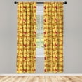 thumbnail image 2 of Ambesonne Kitten 4-Panel Curtains, Striped and Tangerine Cats, 56"x95", Orange Mustard, 2 of 4