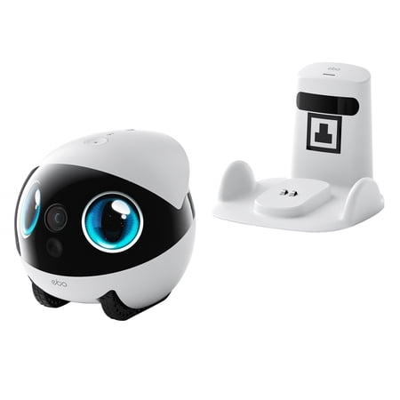 Enabot EBO 2S FamilyBot with 2.5K Resolution 24/7 Recording AI Tracking Scheduled Patrols Pet Entertainment Shareable Access Charging Dock