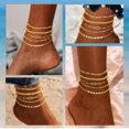 thumbnail image 4 of Tobillera ajustable en capas chapada en oro de 14K Gokeey, 4 of 7