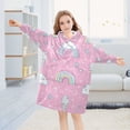thumbnail image 5 of FORMRS Wearable Blanket Hoodie with Sleeves for Kids Cozy Flannel Sweatshirt, Ice Cream Rainbow Pattern, 5 of 7