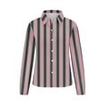 thumbnail image 5 of ShomPort Button Down Shirts For Women Striped Classic Long Sleeve Collared Office Work Blouses Tops (Pink 12), 5 of 5