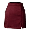 thumbnail image 6 of Womens High Waist Suede Fall Skirts Side Split Bodycon Short Zipper A Line Corduroy Mini Skirt - Women Fall Winter Plain Faux Suede Skirt - Casual Skirts Trendy Womens Skirts 2026 Wine L, 6 of 6