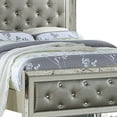 thumbnail image 2 of Reva King Bed, Mirror Inlaid, Button Tufted Gray Faux Leather Upholstery, 2 of 9