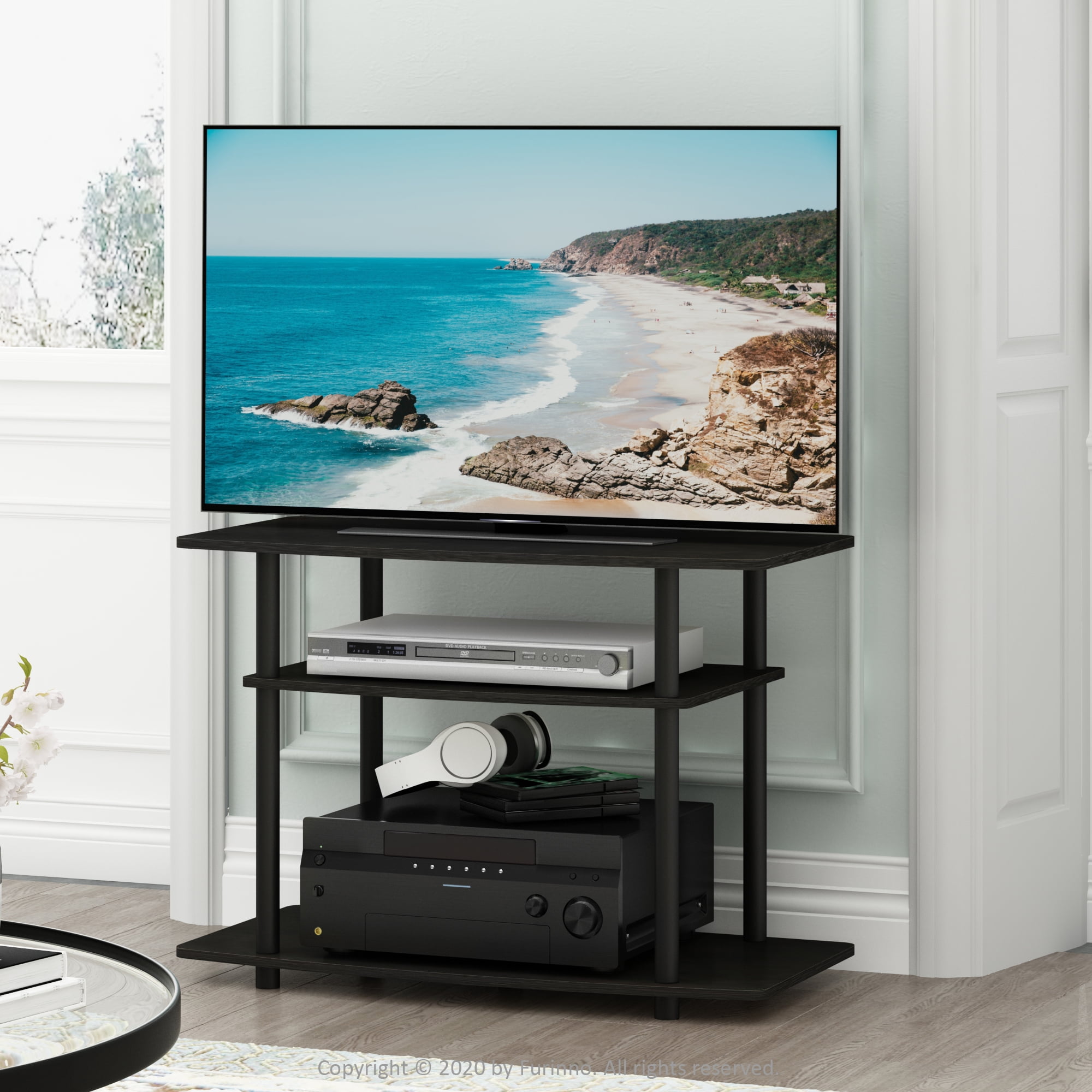 Furinno Turn-N-Tube No Tools, 3-Tier TV Stands for 32" TV