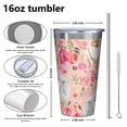 thumbnail image 4 of 16oz Tumblers Pomeranian Dogs and Flowers Stainless Steel Vacuum Insulated Double Wall Travel Tumbler Cups Mug with Lid and Straw,Cleaning Brush for Coffee,Tea, 4 of 4