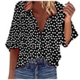 thumbnail image 2 of CEHVOM Chemisier Mode Femme Col en V Imprimé Floral Manches 3/4 Ample, 2 of 6