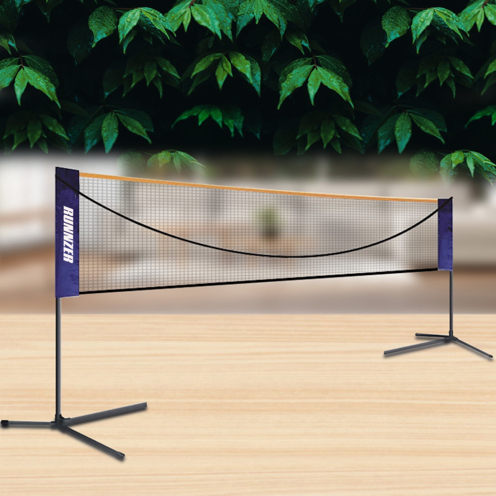 RUNNZER Portable Badminton Net Set, Adjustable Height Tennis Net, Kids Volleyball,Soccer Net Easy Setup Nylon Sports Net with Poles for Backyard, Indoor, Outdoor, Beach