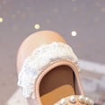 thumbnail image 4 of GiLiling Girls Flats, Mary Jane Ballet Flats, Closed-Toe PU Leather Dress Shoes with Lace Trim and Pearl Strap, Flat Heel Princess Footwear for Party and Daily Wear (Red, 4.5-5 Years), 4 of 9