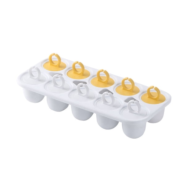 Molde de silicona de 10 cavidades para paletas heladas - Material PP, mango anular, reutilizable - para paletas heladas caseras, comida para bebés, almacenamiento en el congelador