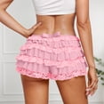 thumbnail image 4 of Afdoent Shorts For Women Fashion Layered Lace Ruffle Sheer Mesh High Waist Elastic Waistband Casual Summer Shorts For Daily Wear And Outings Beach Vacation Outfits, 4 of 6