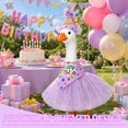 thumbnail image 2 of 3 Pcs Happy Birthday Porch Goose Outfit for 17" Cement Lawn Goose Clothes Happy Birthday Hat and Tutu Skirt Bandana(Purple), 2 of 10