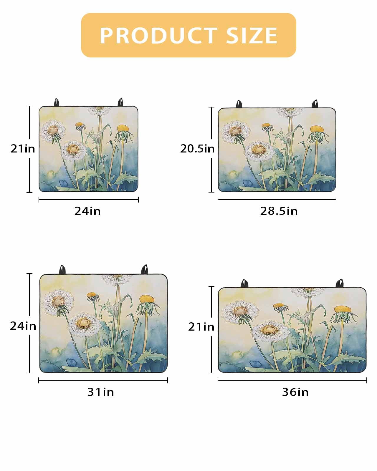 nqOlkjepod Large Induction Cooktop Protector Mat 24"x21", Yellow Blue Ombre Floral Stove Top Covers for Electric Stove, Watercolor Flowers Retro Stove Burner Cover Mats, Glass Top Stove Cover