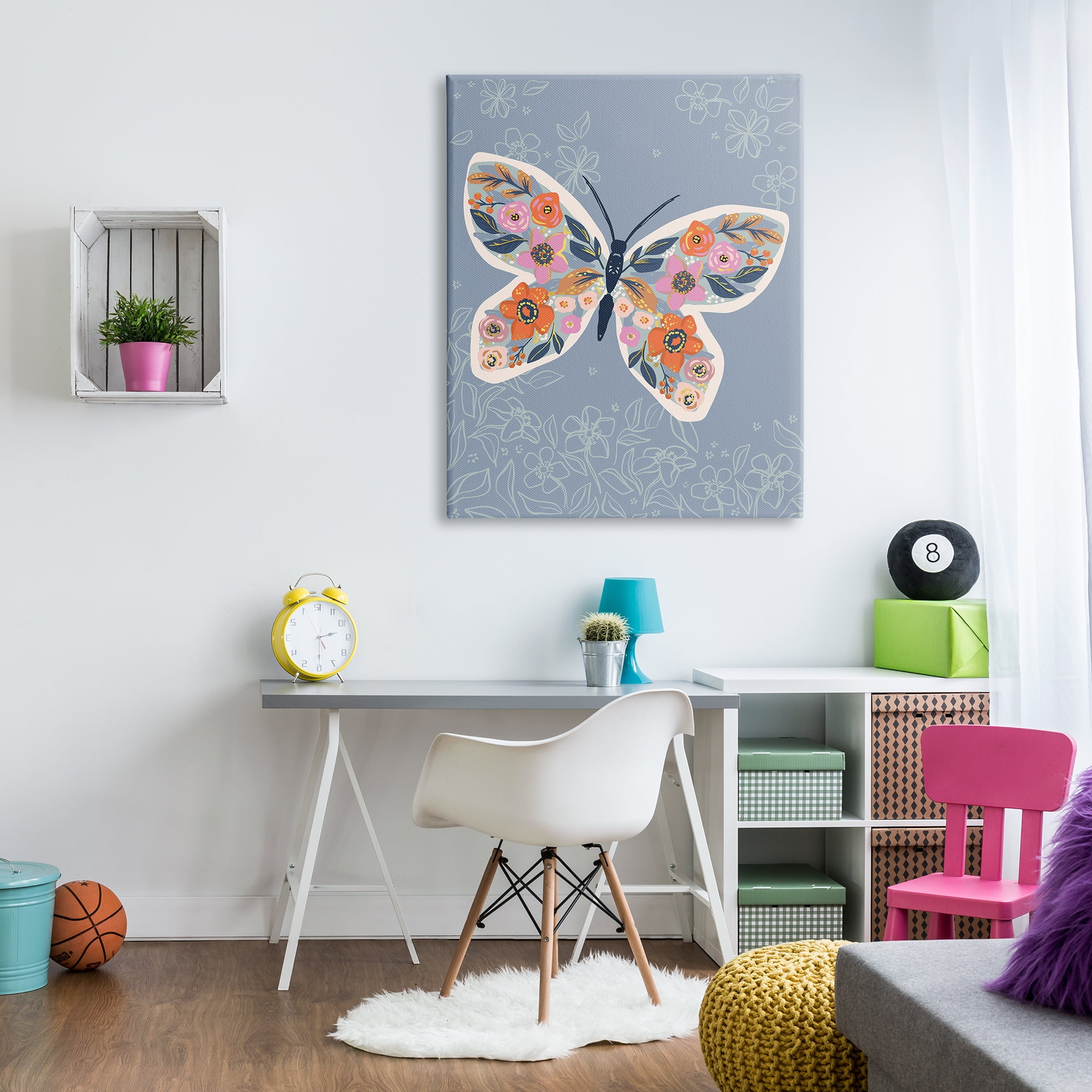 Stupell Industries Floral Pattern Butterfly Wings Spring Bloom Insect, 36 x 48, Designed by Caroline Alfreds