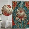 thumbnail image 4 of William Morris Plant Floral Shower Curtain Set - Small 36" x 72" Washable Bathtub Curtain with 12 Hooks, Retro Lotus Flower Leaves Waterproof Fabric Stall Shower Curtains for Bathroom/Bathtub Décor, 4 of 6