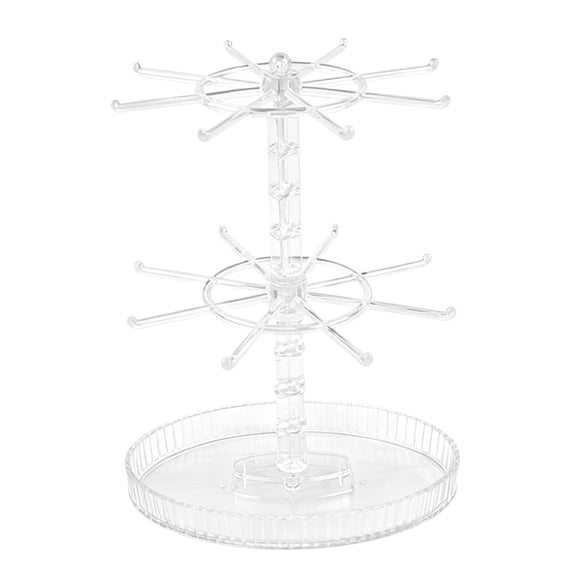 Exhibidor de llaveros, organizador de joyas, soporte multifuncional giratorio de 360 degree para joyas, soporte para collares con colgantes y colgantes. Nivel 2 despejado