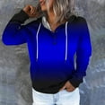 thumbnail image 2 of Jinhomg Womens Trendy Hooded Sweatshirt Long Sleeve Gradient Color Tops Fall Casual Cozy Quarter Button Up Sweatshirts with Kangaroo Pocket Blue S, 2 of 6