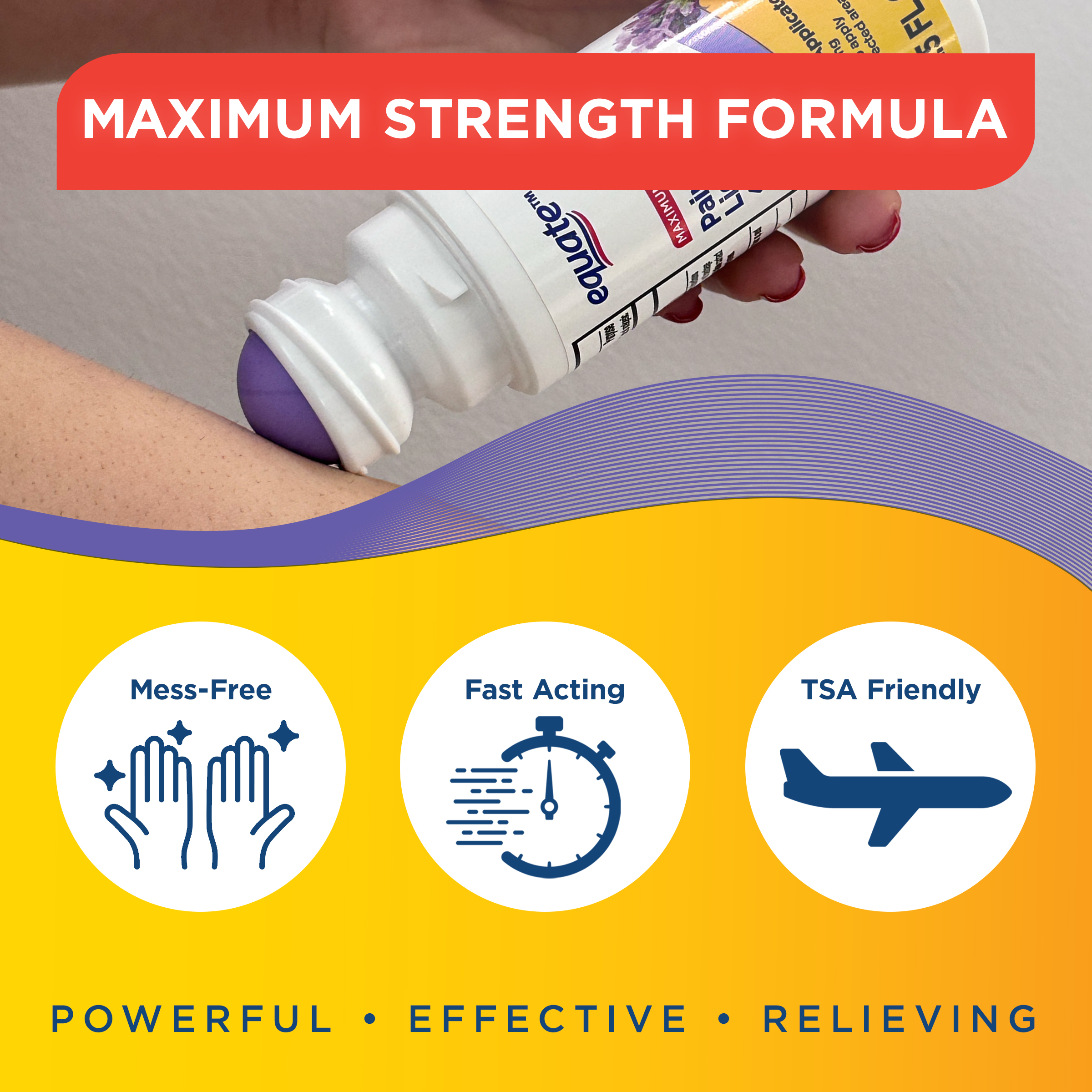 Roll-On Líquido de Alivio del Dolor con Lidocaína 4% y Aceite Esencial de Lavanda, Aroma de Lavanda Calmante, Alivio de Acción Rápida, comparable al ingrediente activo de Aspercreme®, 2.5 fl oz 5