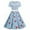 Blue, variant on IROINNID A-Line Dress For Women Short Sleeve Round Neckline Summer Retro Casual Pullover Sexy Long Dress Strapless Graphic Prints Dress