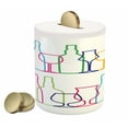 thumbnail image 1 of Wine Piggy Bank, Colorful Outline Bottles and Glasses Bar Party Drink Cocktails Modern Fun Pattern, Ceramic Coin Bank Money Box for Cash Saving, 3.6" X 3.2", Multicolor, by Ambesonne, 1 of 4