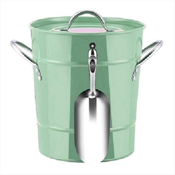 3.4L Retro Ice Bucket with Lid Tongs Double Layer Cold Insulation Wine Beer Cooler Champagne Storage