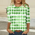 thumbnail image 5 of HOMBOM Womens Shamrock Shirts Irish Graphic Tees Green Holiday Casual St.Patrick's Day Tops for Ladies 3/4 Sleeve, 5 of 7