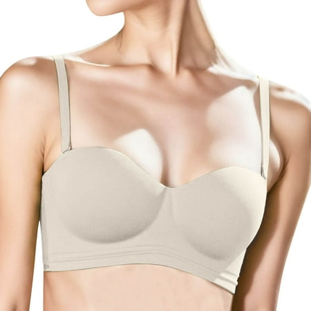 Ramiter Lingerie for Women Plus Size Women s Marks Jelly Underwire Latex And Sexy No Underwear Glue Bra without Semi-Liquid 34 Beige