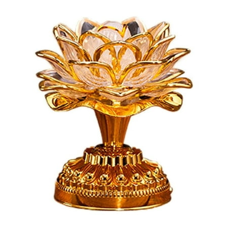 

NUOLUX Colorful LED Lotus Buddhist Lamp Portable Buddha Lotus Light Buddhist Supplies without Battery (Golden No Buddhist Song)