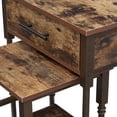 thumbnail image 6 of VECELO Set of 2 Nightstand with Drawer, Retro Industrial Side End Table, Brown, 6 of 8