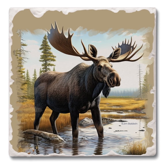 Thirstystone Moose Single Tumbled Tile Stone Coaster Create Your Own Set