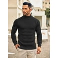 thumbnail image 3 of COOFANDY Men's Slim Fit Turtleneck Sweater - Solid Casual Knitted Twisted Pullover, 3 of 9