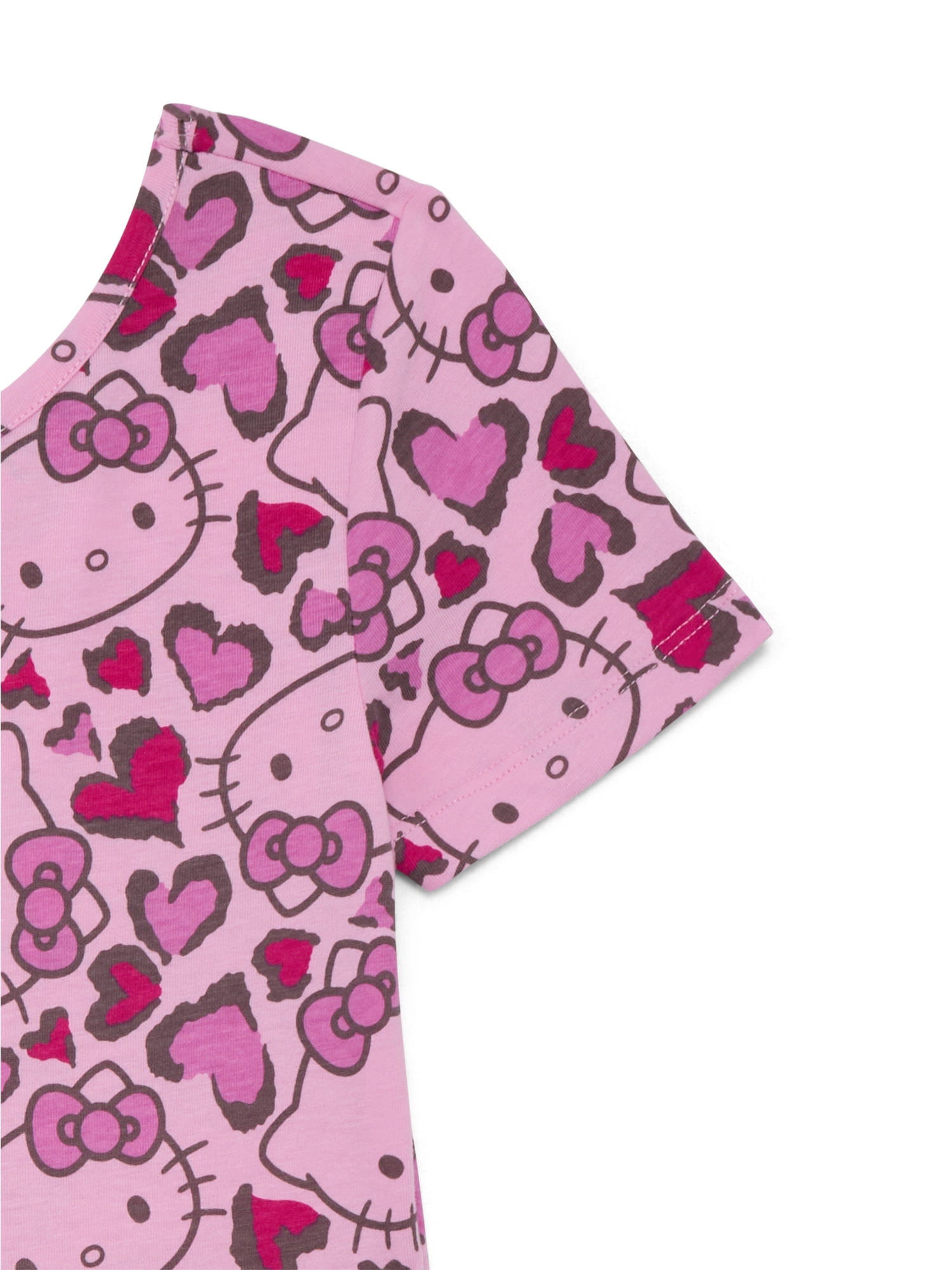 Hello Kitty Girls Allover Print Dress with Short Sleeves, Sizes 4-12