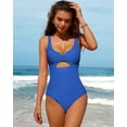 thumbnail image 3 of Charmo Womens Ribbed One Piece Swimsuits High Cut Padded Monokini Bathing Suit, 3 of 6