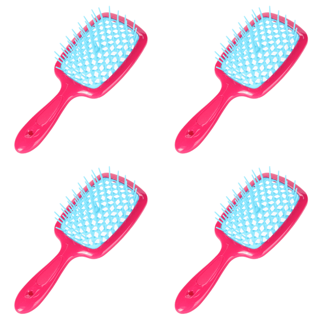 Peine Con Cojín Aire Dientes Anchos Masaje Del Cuero Cabelludo Cepillo para Rejilla Hueca (rosa)