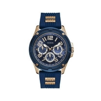Guess Men's Rose Gold-Tone Stainless Steel & Blue Silicone Strap Watch - GW0051G3