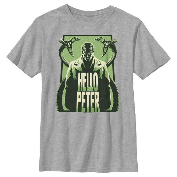 Boy's Marvel Spider-Man: No Way Home Doc Ock Hello Peter  Graphic Tee Athletic Heather Small