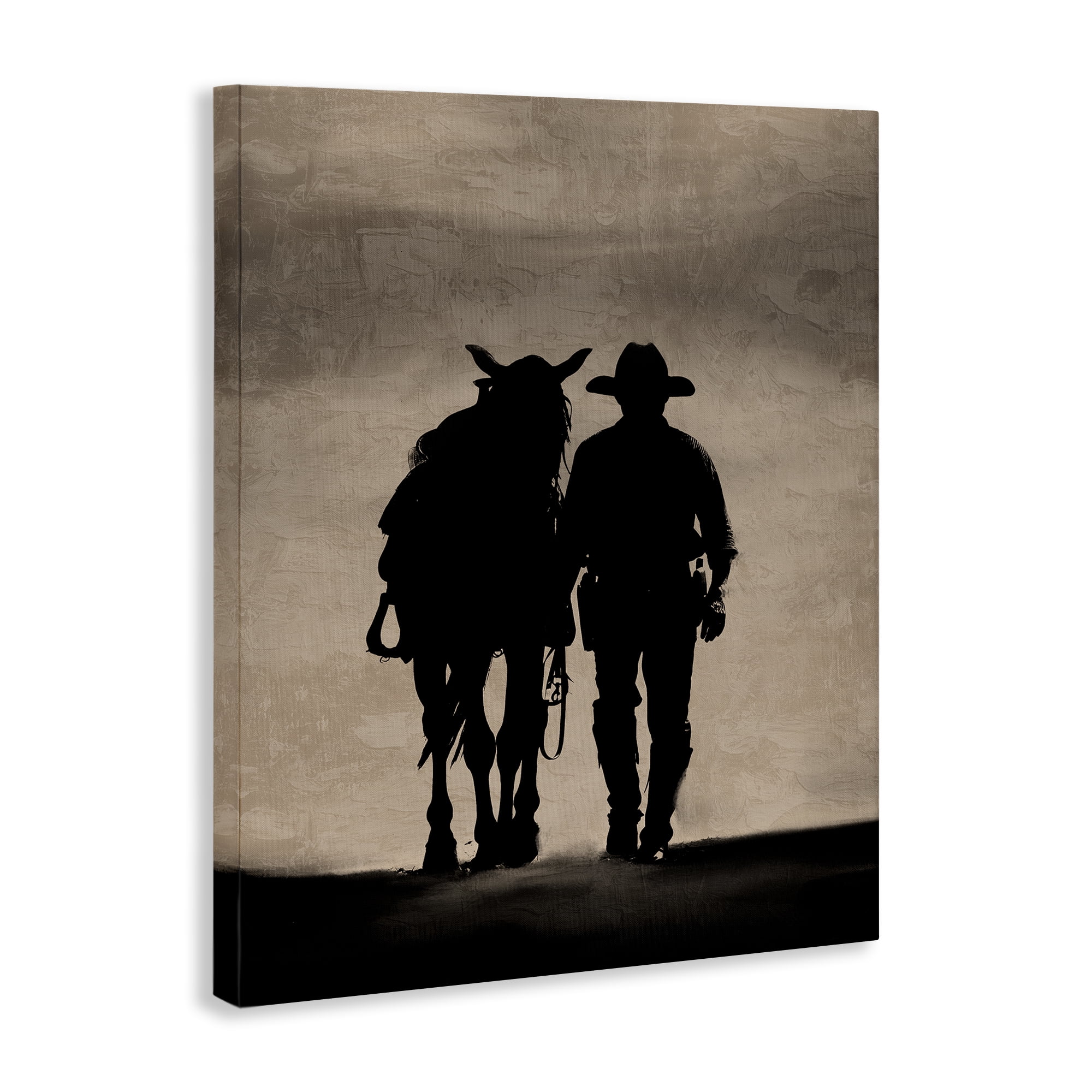 Stupell Industries Best Friends Horse & Cowboy People Painting Wrapped Canvas Art Print Wall Art, 36 x 48