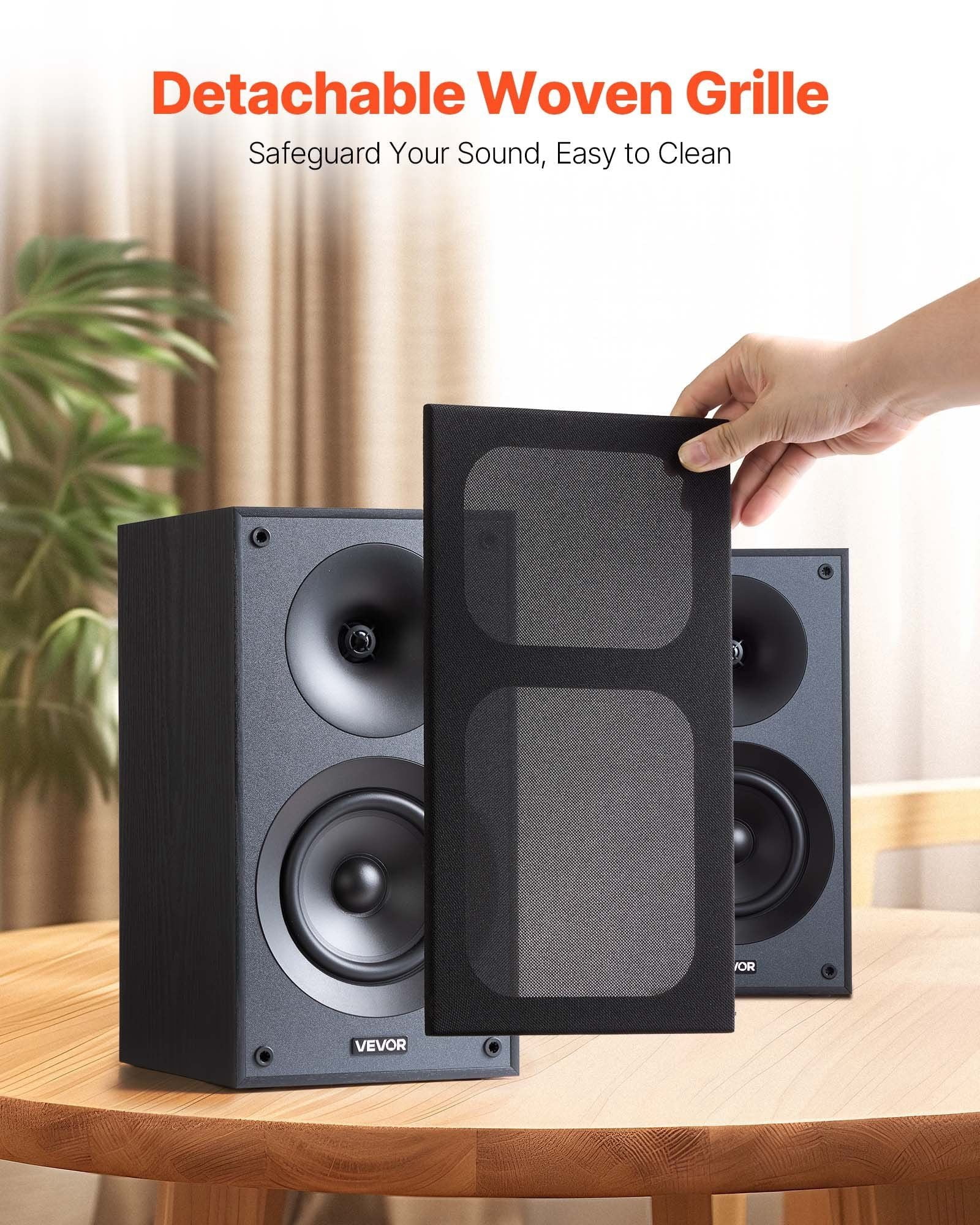Passive Bookshelf Home Speakers Pair of Stereo Audio Speakers Cone 65Hz-20KHz