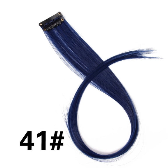 RKXQT Synthetic Clip In One Pieces Raiinbow Hair Extensions Straight Synthetic Hair Pieces 18" Long Ombre Hair Pink Purple Red Blue 41#