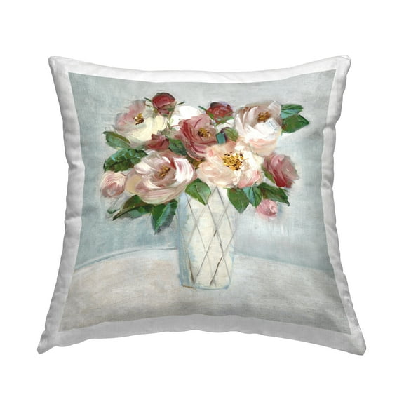 Stupell Industries Romantic Pink & Red Bouquet Decorative Printed Throw Pillow Design by Sally Swatland.