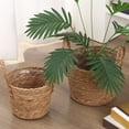 thumbnail image 3 of Wicker Planter Basket with Handles Indoor Outdoor Plants Rattan Woven Planter Pot Home Living Room Balcony Garden Round Decorative Flower Pot, 3 of 8