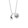 thumbnail image 2 of Delight Jewelry Silvertone Antiqued Giraffe Silvertone Script Initial Disc - W - Charm Necklace, 20"+3", 2 of 4