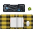 thumbnail image 2 of Mouse Pad Yellow Tartan Plaid Premium WaterResistant Mousepad NonSlip Rubber Base with Stitched Edges Perfect for Computers, Laptops, and Gaming Extended Size 40x90cm, 2 of 5