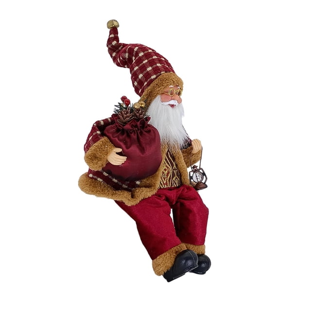 Decodeary Adorable Poupée Père Noël pour Enfants, Nain, Gnome, Collection Rouge et Or 13.78x7.09 Pouces 1ensemble